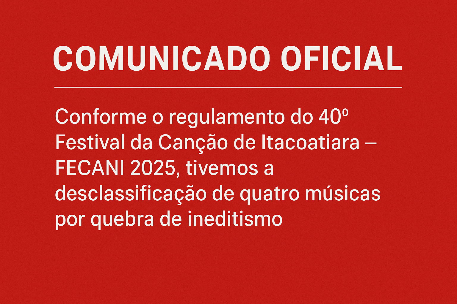 Comunicado Oficial – FECANI 2025
